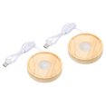 thumbnail image 1 of Unique Bargains 4 Inch Wooden LED Light Base, 2pcs Wood Display Base Stand w Switch for Crystal Glass, White Light, 1 of 7