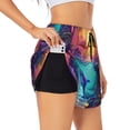 thumbnail image 2 of Haiem Hawaiian Island Dolphin Women's 2 in 1 Running Shorts - Lightweight Athletic Workout Gym Yoga Breathable Sports Shorts Liner with Phone Pockets-XX-Large, 2 of 9