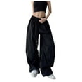 thumbnail image 2 of PiGOGI Women's Wide Leg Sweatpants High Waisted Loose Fit Casual Workout Pants Black S, 2 of 4