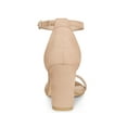thumbnail image 2 of BLISSFUL STEP Women's Ankle Strap High Block Heels Sandals Nude 6.5, 2 of 7
