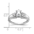 thumbnail image 2 of Solid 14k White Gold 7x5mm Oval Cubic Zirconia CZ Diamond Anniversary Ring Band Size 7.5, 2 of 3