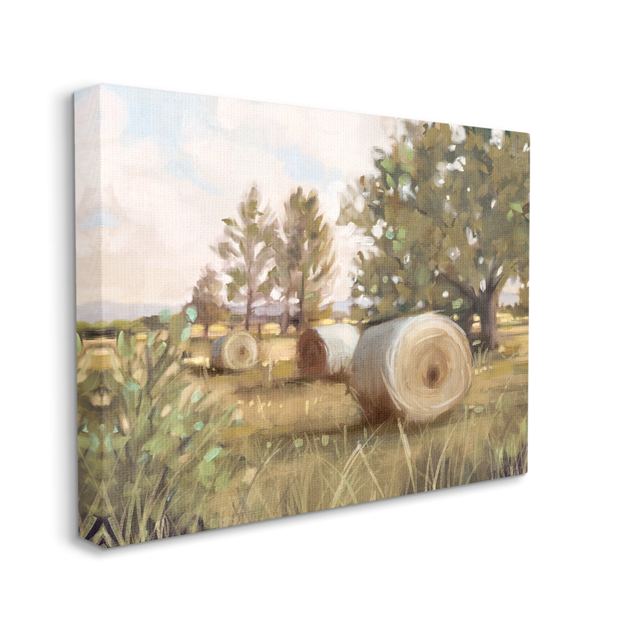 Stupell Industries Rural Hay Bales Farm Landscape Landscape Painting Gallery Wrapped Canvas Print Wall Art