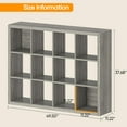 thumbnail image 2 of Bookshelf with Storage Bins, 12-Cube Storage Organizer with Back Panels, Modern Wood Open Bookcase, Multifunctional Display Shelf for Living Room, Bedroom, Home Office, Gray Oak, 2 of 5