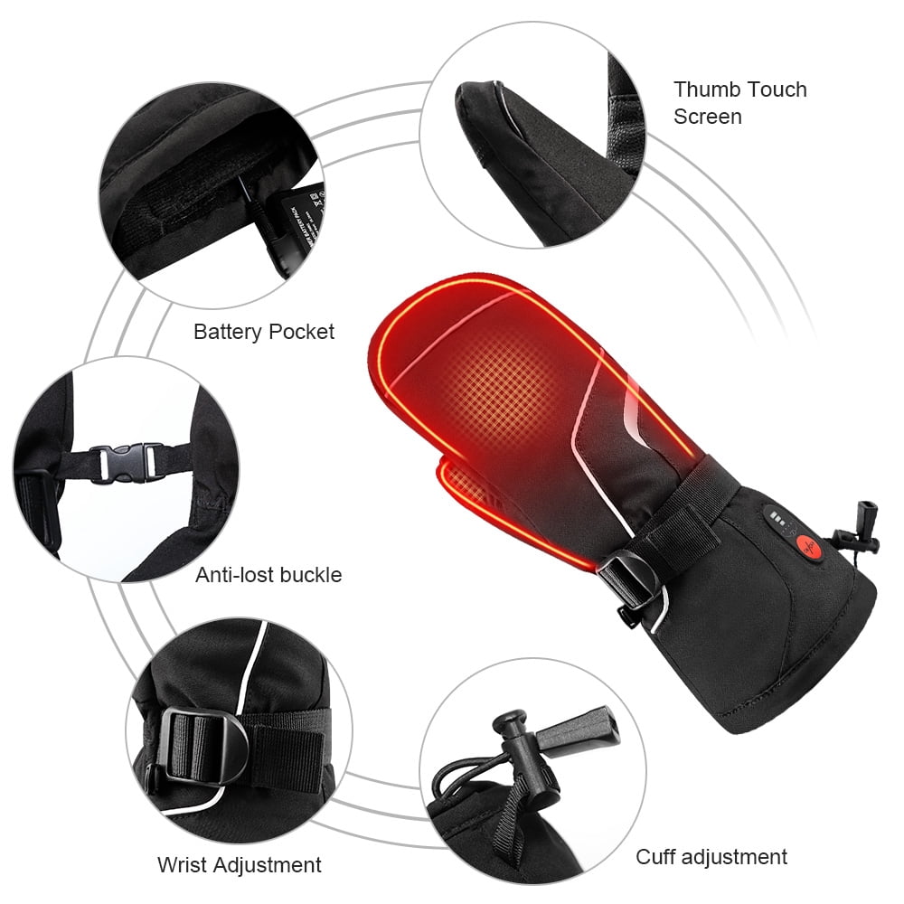 SNOW DEER Upgraded Heated Gloves for Men & Women - Rechargeable Electric Mittens with Battery Display, Waterproof for Skiing, Hiking & Winter Work