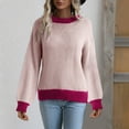 thumbnail image 2 of Lovskoo 2024 Sweaters for Women Trendy Casual Color Retro Knitting Long Sleeve Round Neck Sweater Pink, 2 of 8