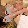 thumbnail image 4 of Anuirheih Slides for Women Flat Sandals Slip On Slides with Soft Leather Casual Slippers for Summer Beach(Blue), 4 of 7