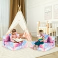 thumbnail image 2 of Costway Kids Folding Sofa Bed Floor Mattress with Throw Pillow & Machine Washable Cover Multicolor, 2 of 9
