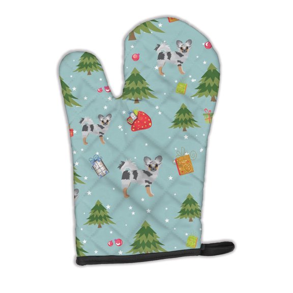 Christmas Longhair Merle Chihuahua Oven Mitt