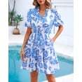 thumbnail image 3 of Vestido BTFBM para mujer, estampado floral, cuello en V, manga corta, volantes, 3 of 9