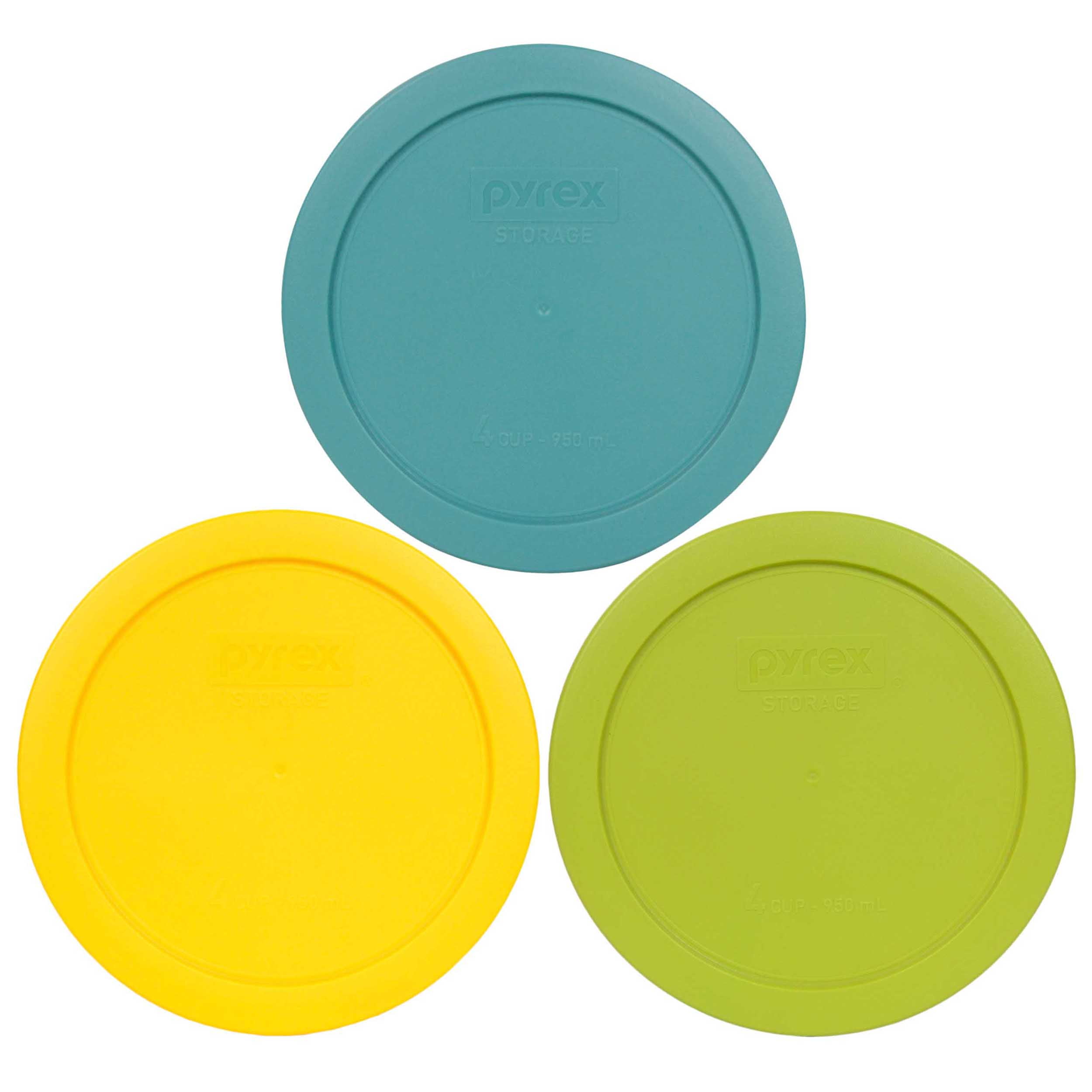 Pyrex Replacement Lid 7201PC (1) Turquoise, (1) Edamame Green & (1) Lemon Yellow Cover (3Pack