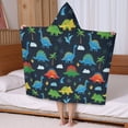 thumbnail image 5 of Colorful Dinosaurs with Palm Trees Hooded Bath Towel，50"x30" for Ages 3 To 12 Kids, Quick Dry Lightweight Soft Microfiber Hood Beach Towel Cover Up for Kids, 5 of 7