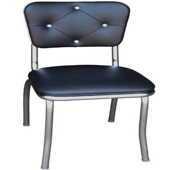 Richardson Seating Black Button Tufted Retro Kitchen Chair with 1" Pulled Seat, 18"