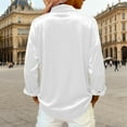thumbnail image 4 of DGMIOCS Satin Solid Shirt for Women Everyday Blend with Classic Collar in Autumn Winter Themed White XL, 4 of 7