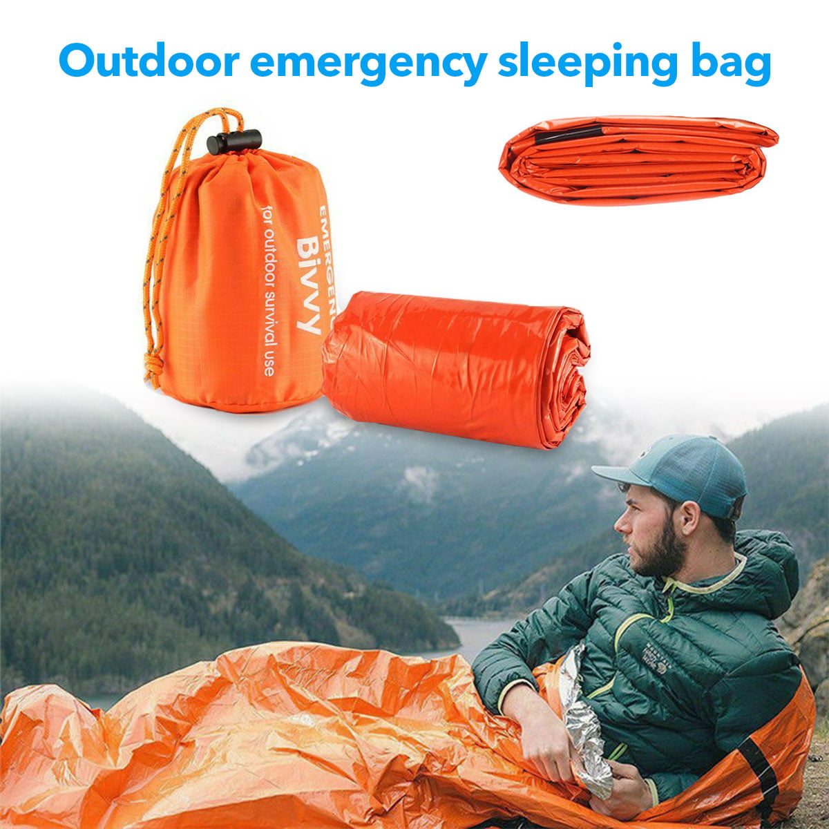 Outdoor Emergency Thermal Waterproof Sleeping Bag Camping Survival Bivvy Sack. 