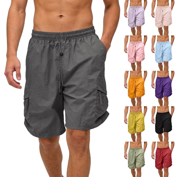 Inglocry Men's Athletic Running Bermuda Shorts Quick Dry Lightweight Stretch Gym Workout Hiking Shorts with Zipper Pockets Light Blue 3XL