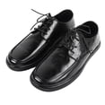 thumbnail image 1 of Zapatos de hombre de piel sintética con cordones y punta redonda, de corte bajo, planos, cómodos y transpirables, color negro 42, 1 of 15