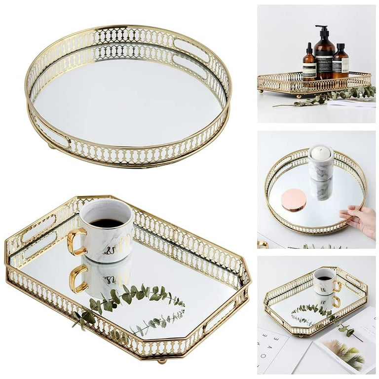 slim fit dress slacks White Leather Tray with Gold Acrylic Handles Set of 2 by HTS Decor main image 1