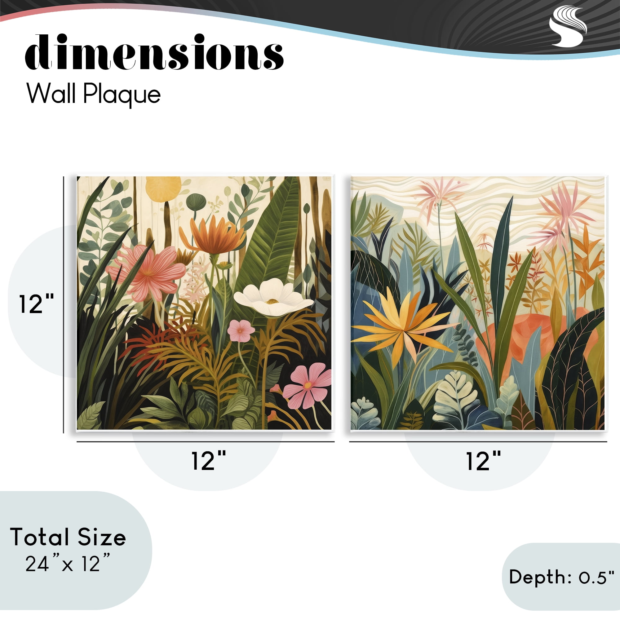 Stupell Industries Botanical Embrace Blooms 2 Piece Wall Plaque Art Set, design by Lazar Studio