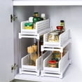 thumbnail image 4 of 2 Tier Under Sink Storage Shelf Sliding Cabinet Basket Pull Out Organizer Drawer Hollow Multifunctional Spice Rack for Kitchen Countertop Pantry Bathroom Office Deskto,A, 4 of 7