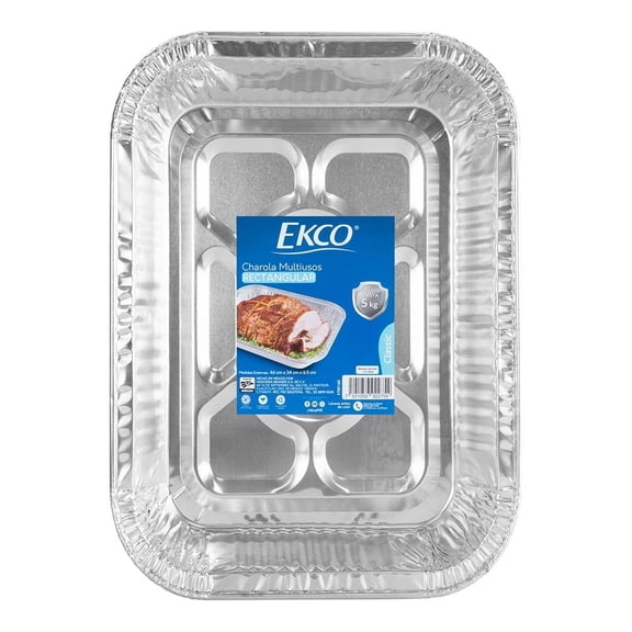 Charola Rectangular Ekco 45.6 x 33.9 x 6.7 cm Aluminio Desechable 6 Litros