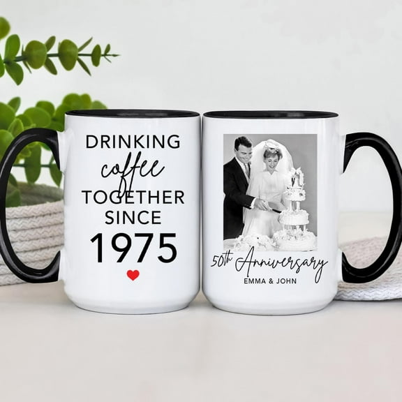 50th Anniversary Coffee Mug Personalized Golden Anniversary Cup, 50 Years Wedding Gift