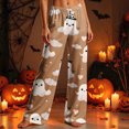 thumbnail image 2 of Edvintorg Lounge Pants Women Halloween Printed Loose Trouser Elastic Waisted Wide Leg Pant with Drawstring Womens Clothes Khaki S-2XL, 2 of 8