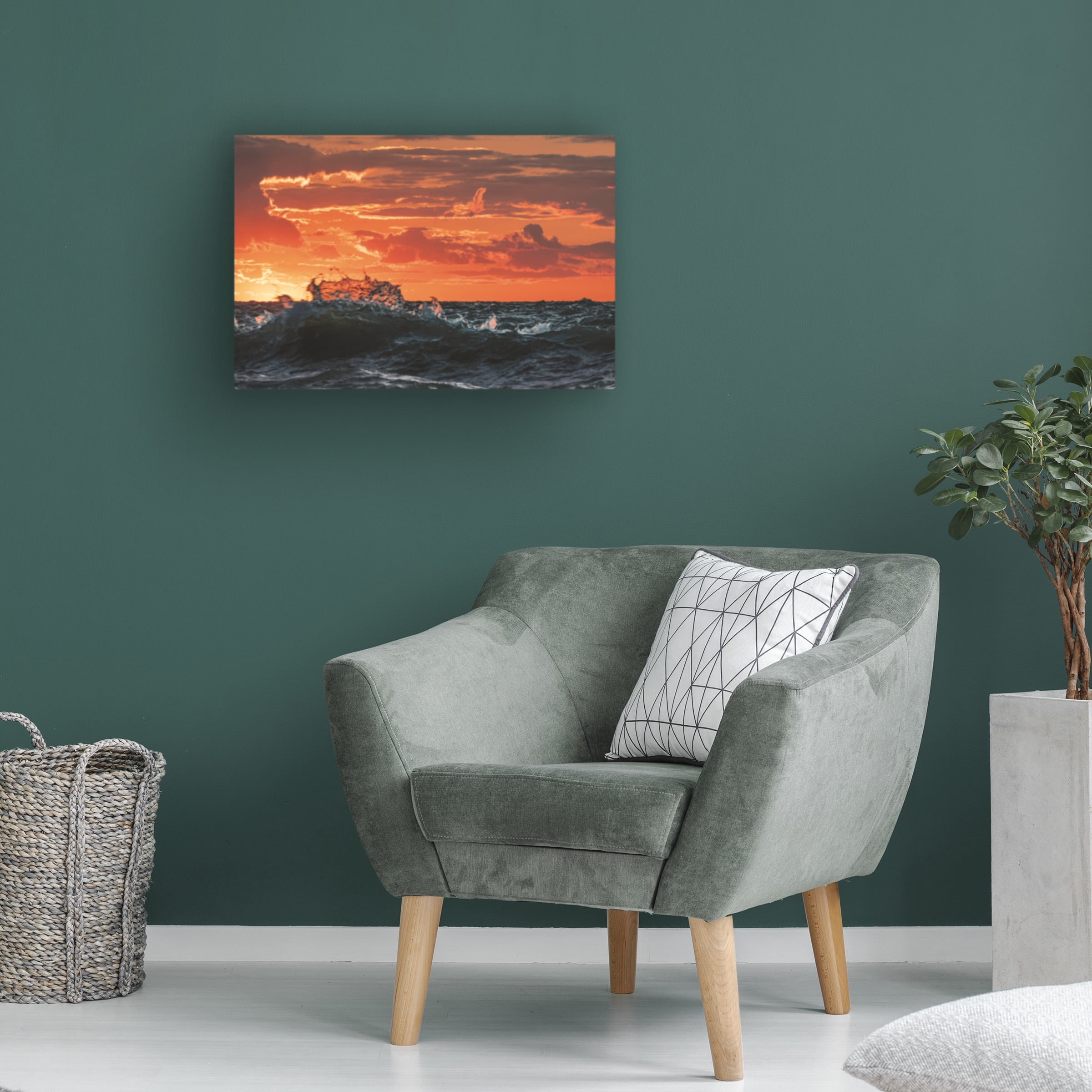 Kurt Shaffer Photographs 'Lake Erie Wave Splash At Sunset' Canvas Art