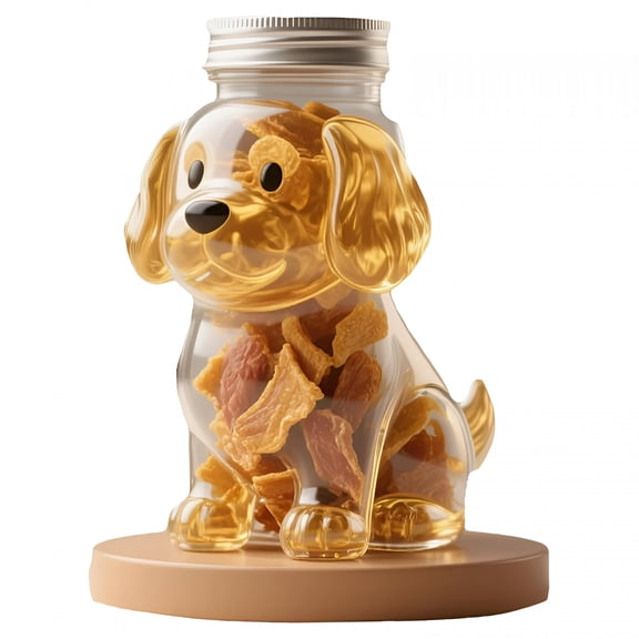 ACDANC Pet Treat Jar, 8 Inches Adorable Dog Shape Glass Airtight Pet Food Storage, Food Storage Container Dog Treat Container with Lids for Countertop Kitchen Dogs, Cats, Pets