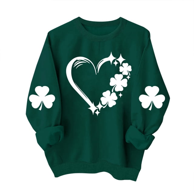 FAIWAD Chandails en Molleton pour Femmes de la Saint-Patrick Manches Longues Col Rond Épaule Tombante Pull Ample