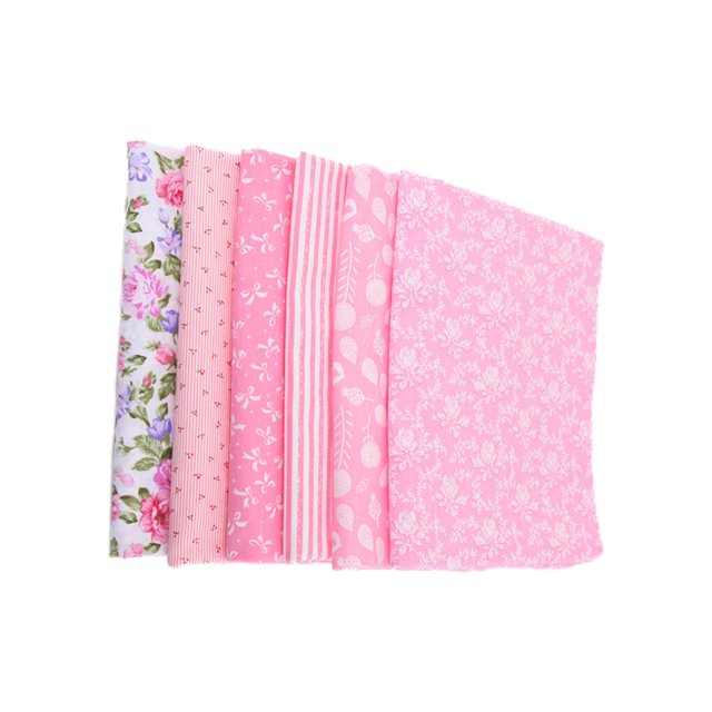 Bewildely 6/7 unids/set tela de algodón tela impresa costura telas acolchadas para costura DIY Material hecho a mano 25x2 5 cm/50x50 Tela de costura y artesanía rosa