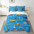 thumbnail image 2 of Manfei Tractor Excavator Bedding Comforter Set 7pcs, Cartoon Equipment Truck Queen Bedding Sets, Vehicle Car Theme Reversible Queen Sheet Sets, Super Cozy Room Decor, 2 of 7