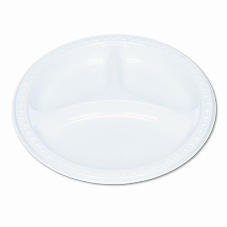 Tablemate Products Plastic Dinnerware, Compartment Plates, 125/Pack