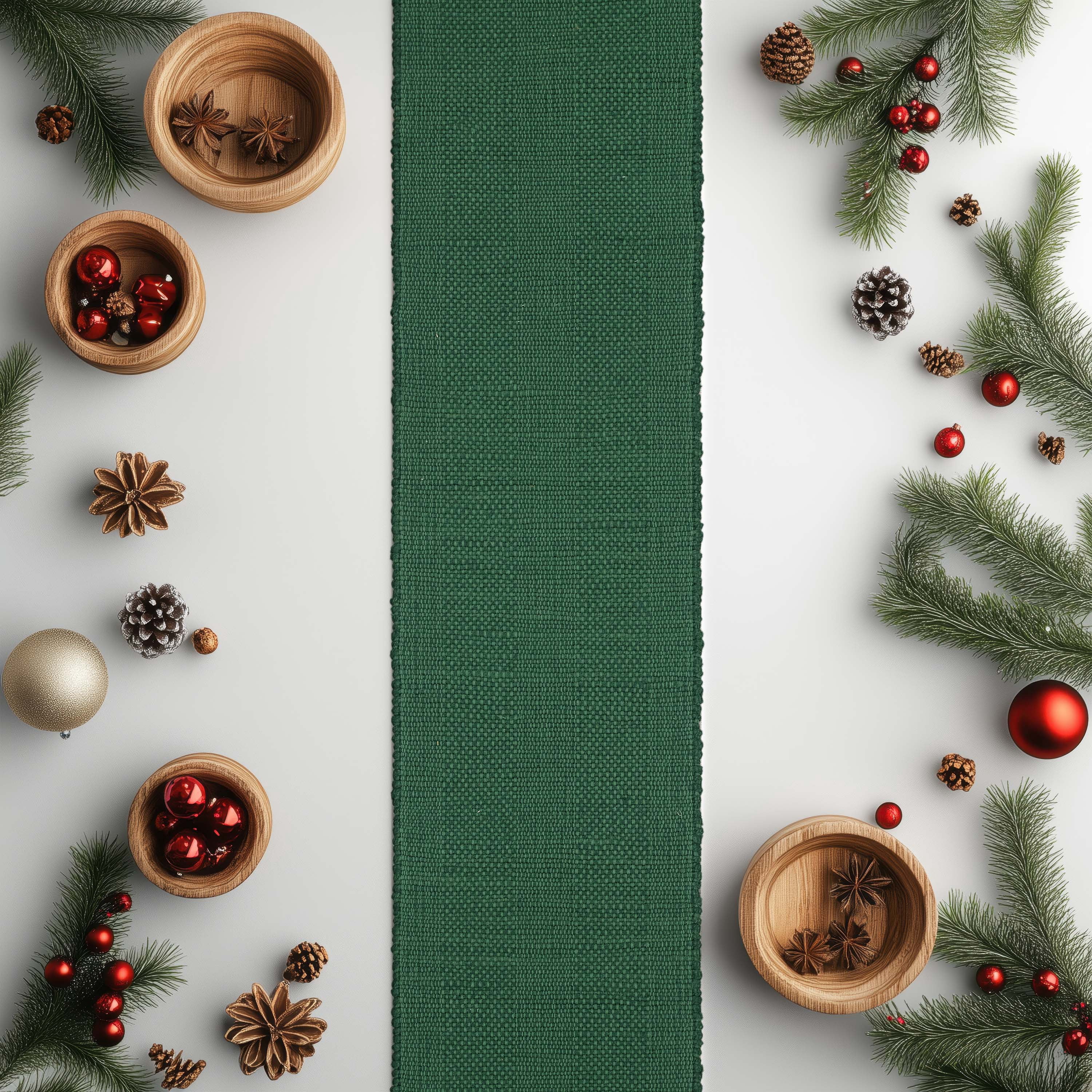 Holiday Chunky 13" x 72" Table Runner - 80% Jute, 20% Cotton, Green