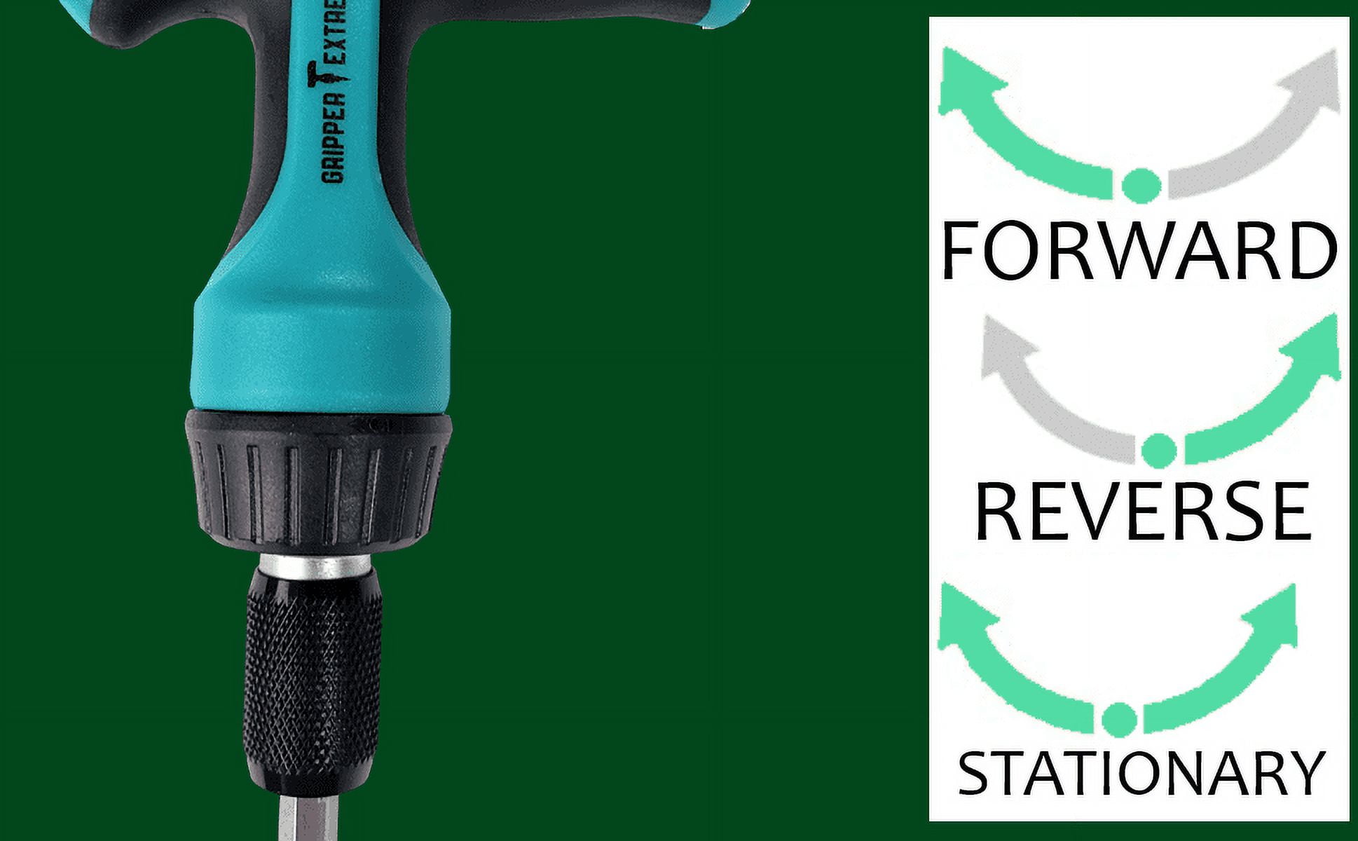 GRIPPER EXTREME, T-HANDLE RATCHET MULTI-BIT SCREWDRIVER SET