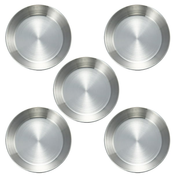 5 Unids Acero inoxidable Condimado Platos Pequeños platos de salsa para el hogar (Plata)