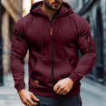 thumbnail image 2 of Havenx Full Zip Hoodies for Men Long Sleeve Drawstring Jackets with Pockets Hooded Sweat Shirts Gym Hiking Outdoor Fall Winter Athletic Clothes,Wine 3XL, 2 of 7