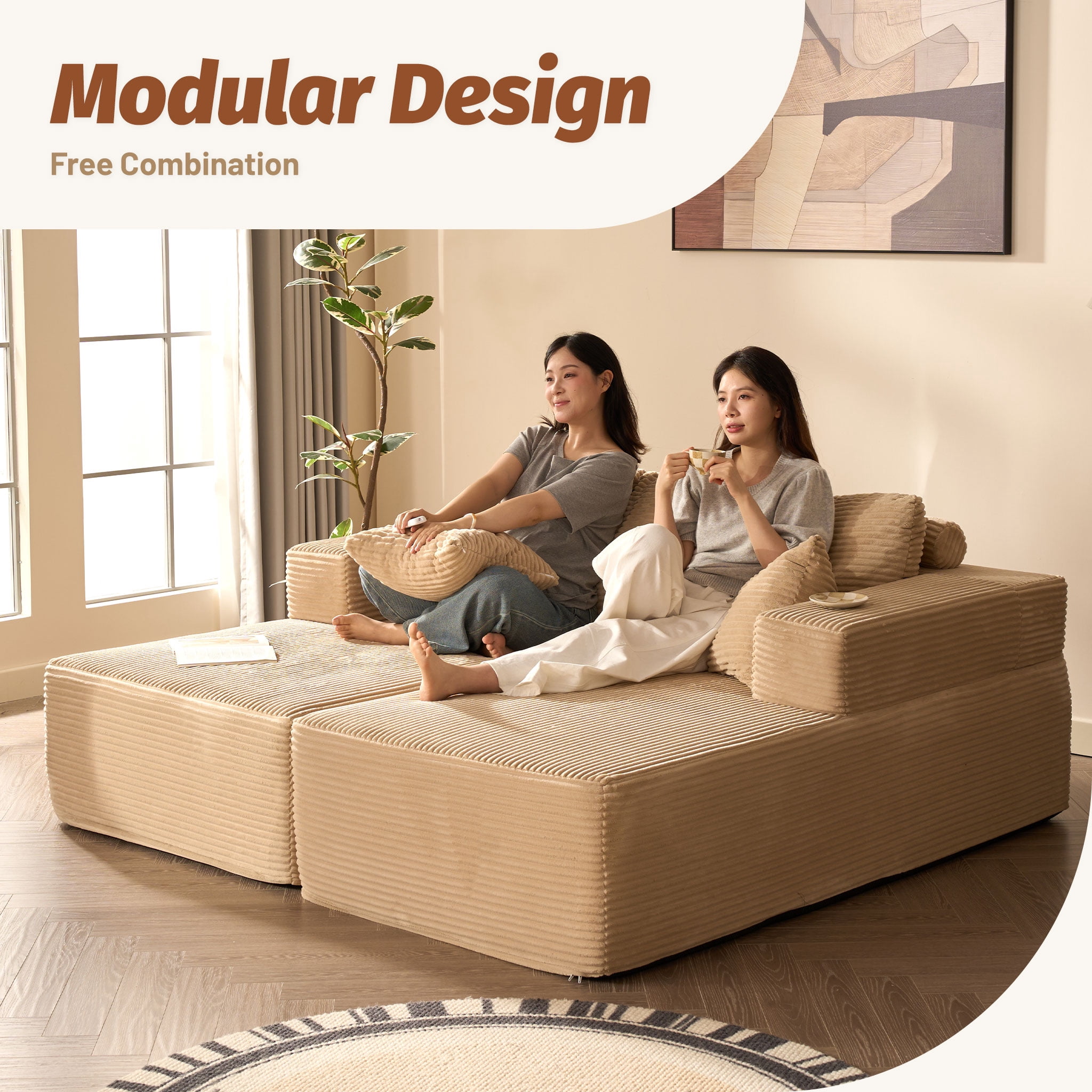 LAKPS Cozy Single Seat, Comfortable Upholstered Seating, No Assembly Required, Camel
