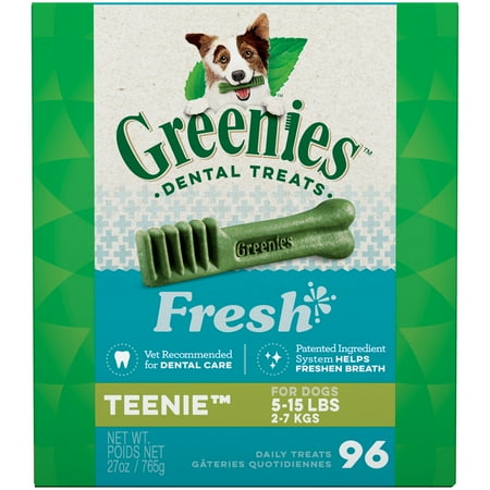 4 Greenies - GREENIES TEENIE Natural Dental Dog Treats Fresh Flavor, 27 oz. Pack