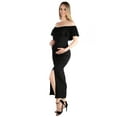 thumbnail image 2 of 24seven Comfort Apparel Ruffle Off The Shoulder Maternity Maxi Dress, 2 of 4