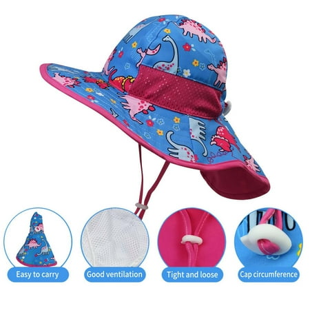 

Leutsin Summer Kids Colorful Dinosaur Cartoon Sun Protection Hat Fisherman Hat With Hat Rope