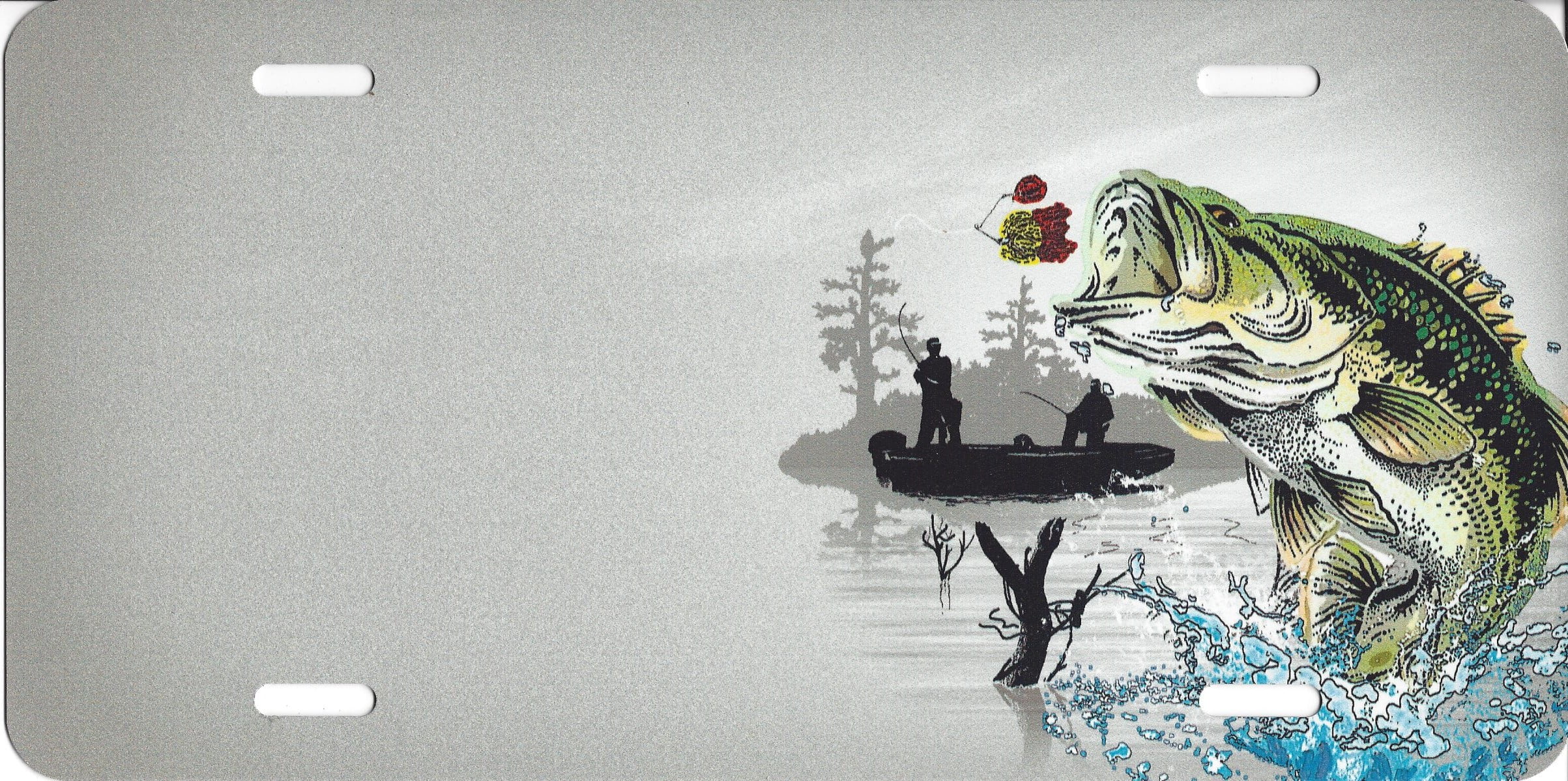 Offset Bass Fish License Plate Free Names on this Plate