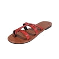 thumbnail image 2 of Samdudou Slip On Soft Leather Flip Flops Plus Size Roman Strappy Sandals Elegant Lightweight Solid Color Open Toe Thong Sandals for Summer Daily and Work, 2 of 9