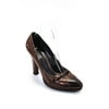 Pre-owned|Bottega Veneta Womens Leather With Button Accent Almond Toe Pumps Brown Size 9