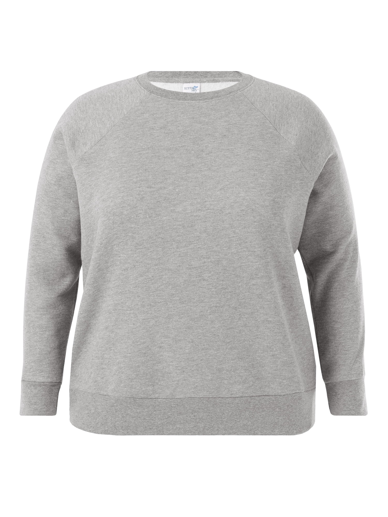 Terra & Sky Women's Plus Size Cotton Blend Fleece Sweatshirt, 2-Pack