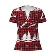 thumbnail image 3 of Naloa Christmas Tree Buffalo Plaid Print T-Shirts Short Sleeve V Neck Tees for Women Fashion Tops Trendy Lightweight Soft Casual Summer Outfits Clothes, 3 of 5