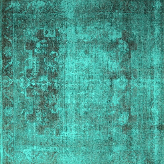 Ahgly Company Indoor Square Persian Turquoise Blue Traditional Area Rugs, 5' Square
