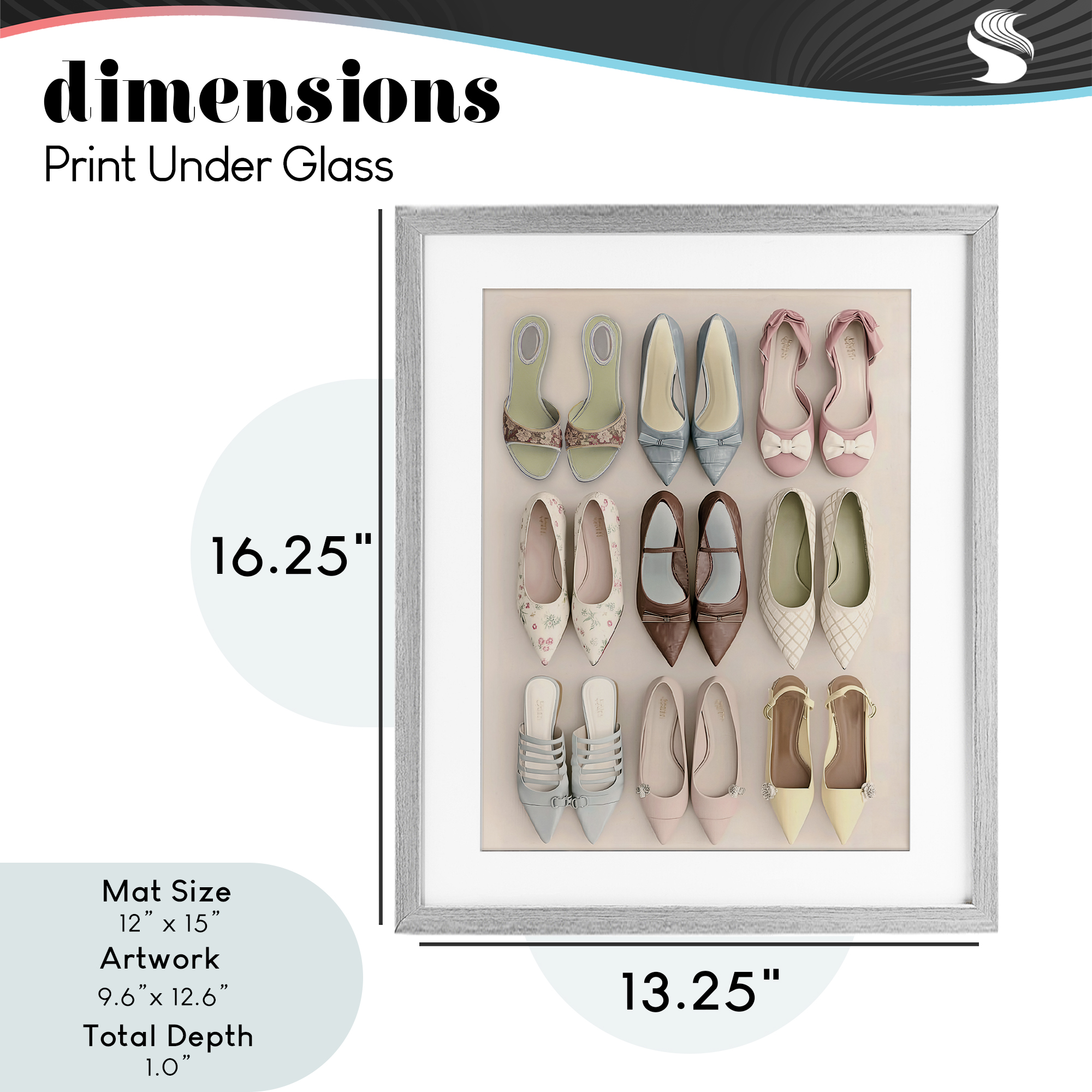 Beatrice's Closet Shoes Gray Framed Print Under Glass, design by Annabelle Hall