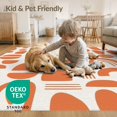 thumbnail image 2 of ODIKA 4'x6' White Orange Mid-Century Geometric Design Washable Area Rug Abstract Shapes with Retro Modern Appeal for Dorm Room, Small Living Stain Resistant Low Profile, Easy Care, 2 of 5