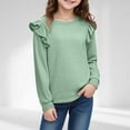 thumbnail image 2 of Linfrsh Girls Long Sleeve Shirt Girls Long Sleeve Shirts Soft Cotton Long-Sleeve T-Shirts Tagless Basic Tees for Teen Girls Youth Green,9-10 Years, 2 of 5