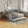 thumbnail image 2 of Mirightone Full Upholstered Platform Trundle Bed with Desk, Full Daybed Frame with Storage Shelf and Charging Station, Gray, 2 of 6